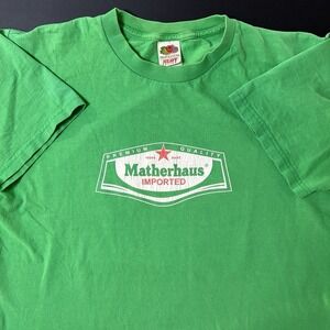 Vintage Heineken Spoof Matherhaus Imported Tshirt Size L Green 90s